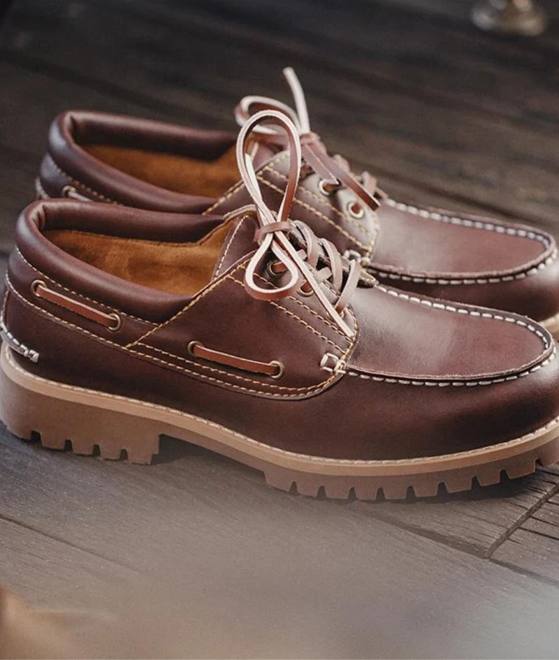 Mocassins Décontractés À Plateforme En Cuir Véritable Pour Homme