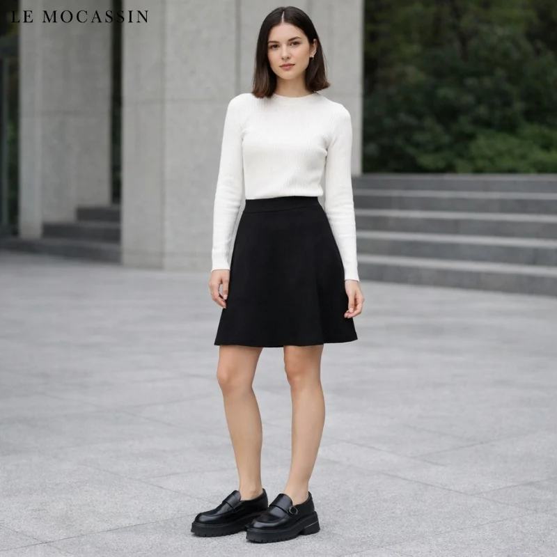 Mocassins En Cuir À Plateforme Pour Femmes