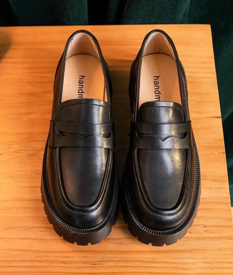 Mocassins En Cuir À Plateforme Pour Femmes