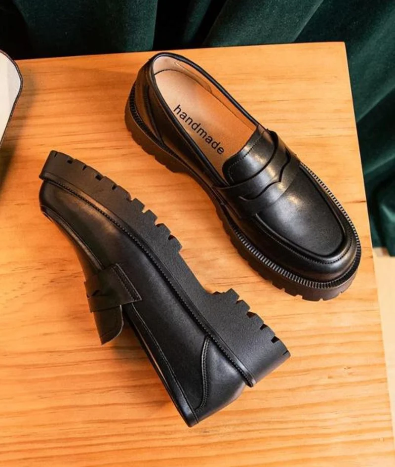 Mocassins En Cuir À Plateforme Pour Femmes