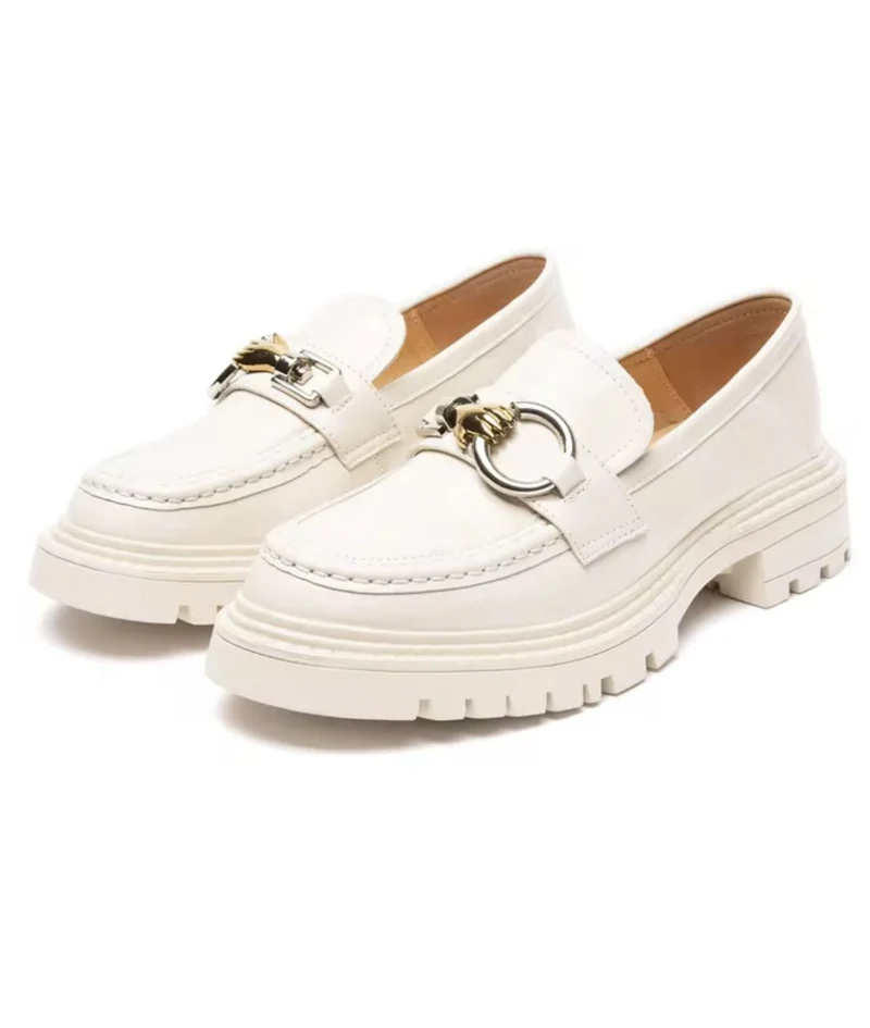 Mocassins En Cuir À Semelle Épaisse Pour Femmes