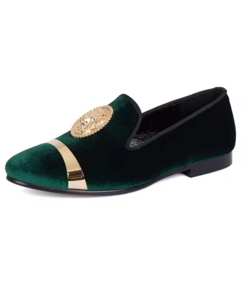 Mocassins De Mariage En Velours Avec Écusson Tigre