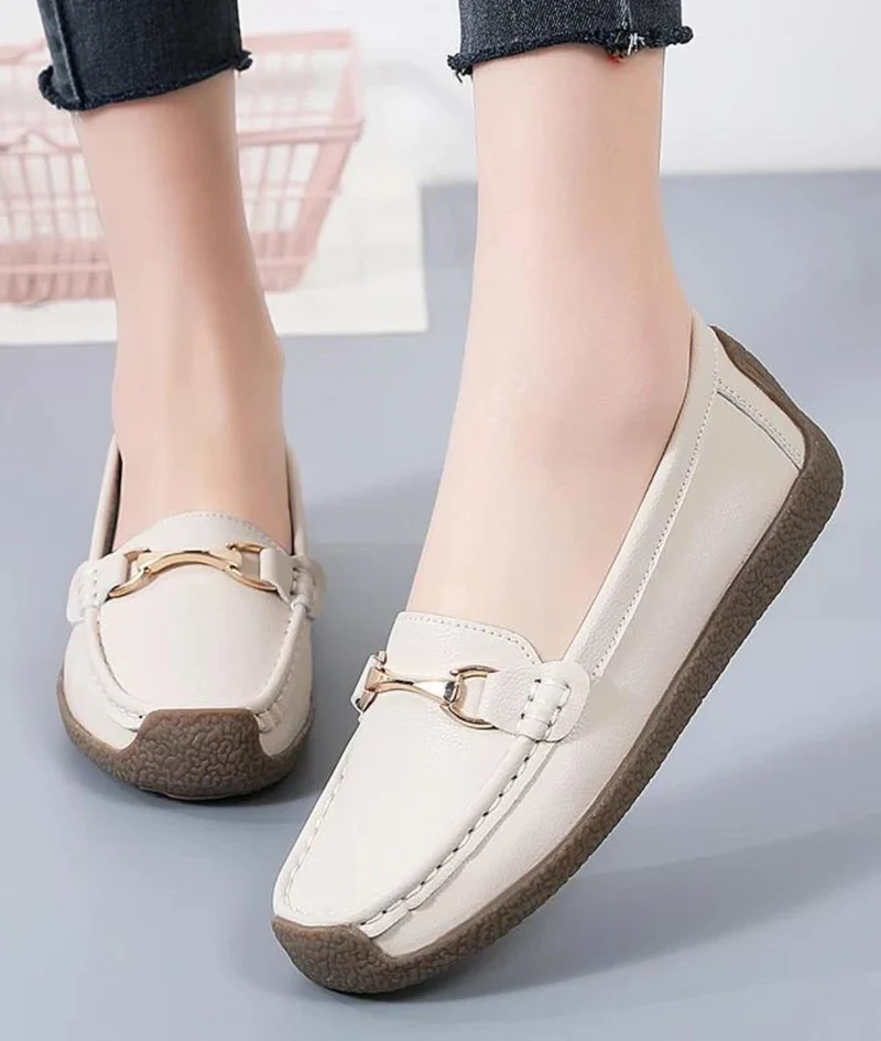 Mocassins En Cuir À Bout Rond Pour Femme