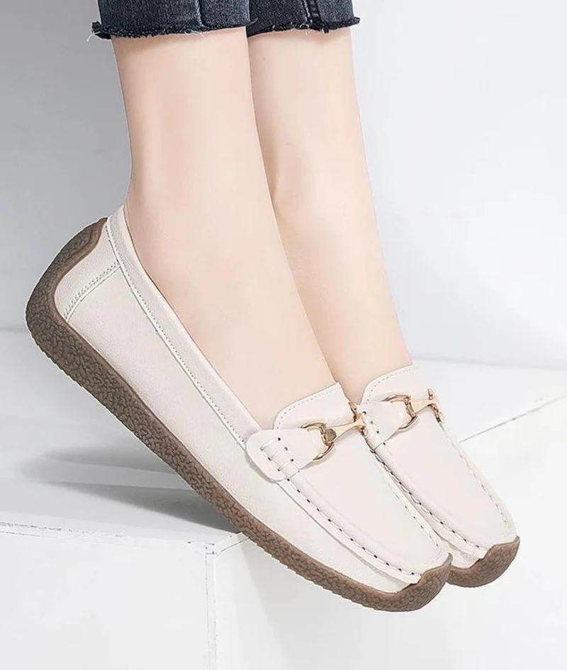 Mocassins En Cuir À Bout Rond Pour Femme