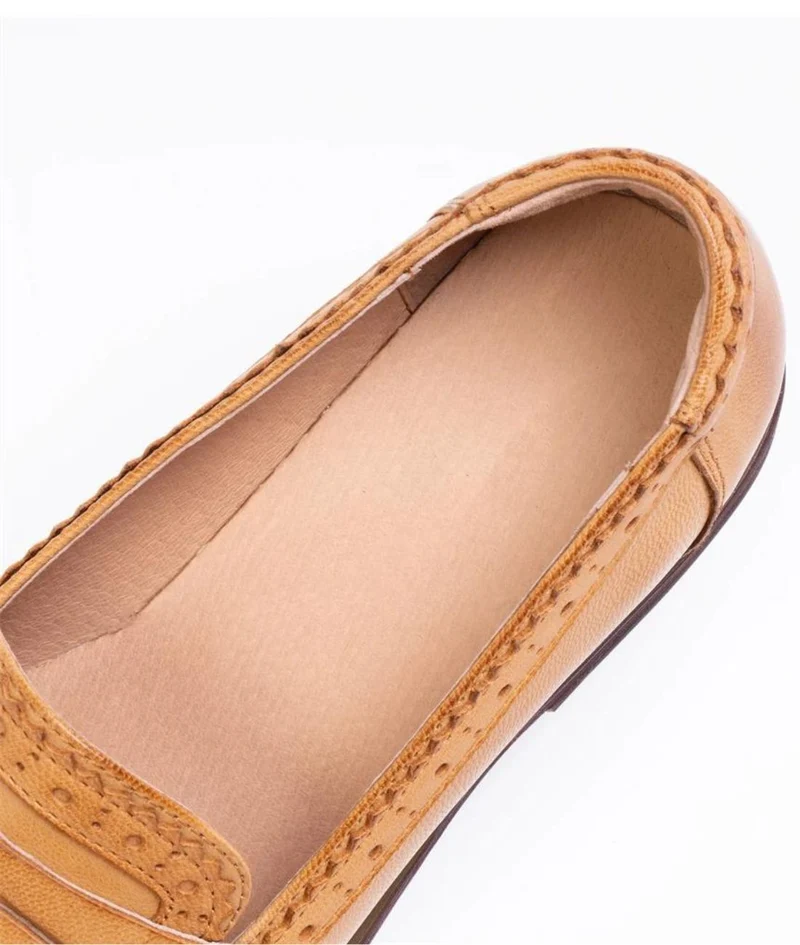 Mocassins Décontractés En Cuir Véritable Pour Femmes
