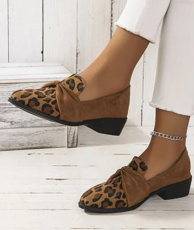 Mocassins Élégants À Talons Carrés En Cuir Synthétique Pour Femme