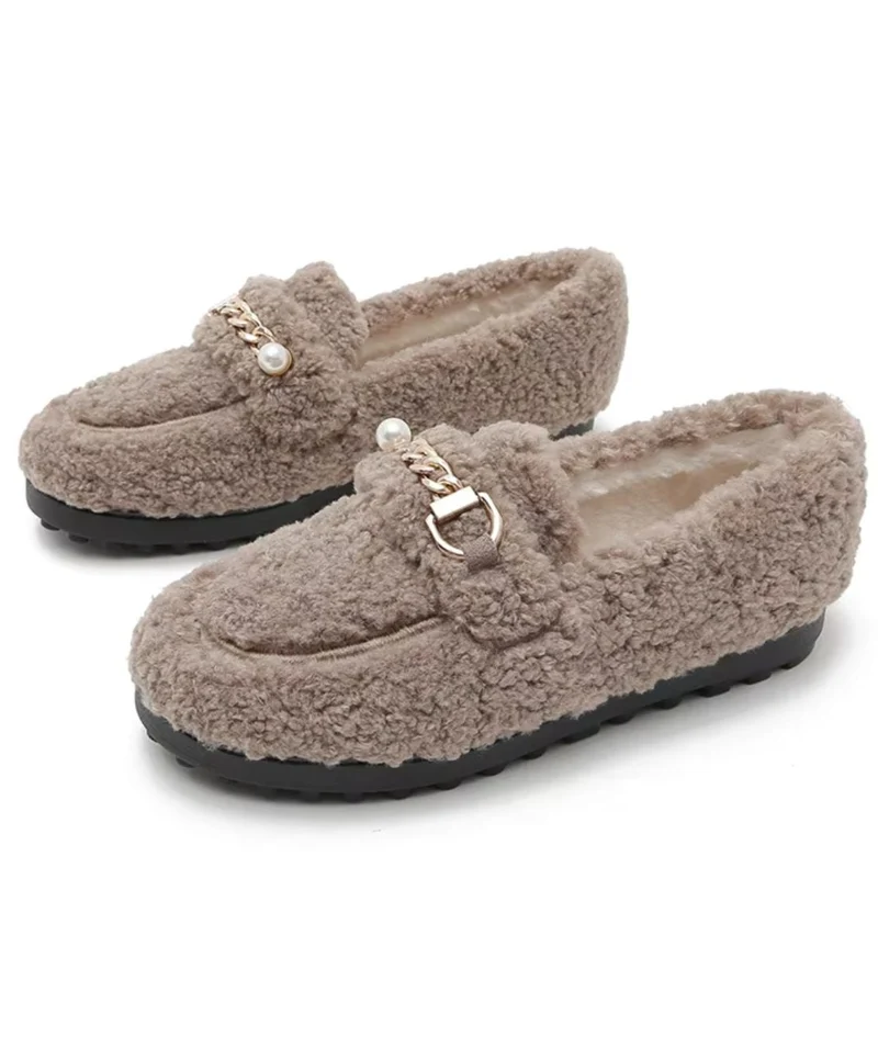 Mocassins d'Hiver Pour Femme Avec Laine et Chaine