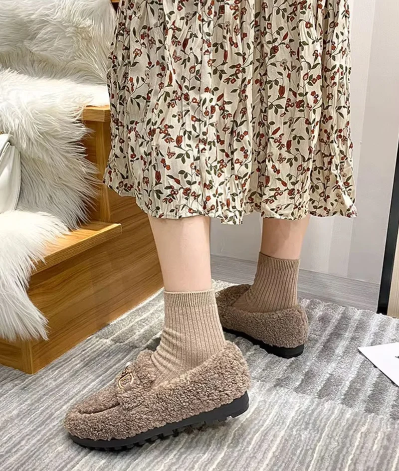 Mocassins d'Hiver Pour Femme Avec Laine et Chaine