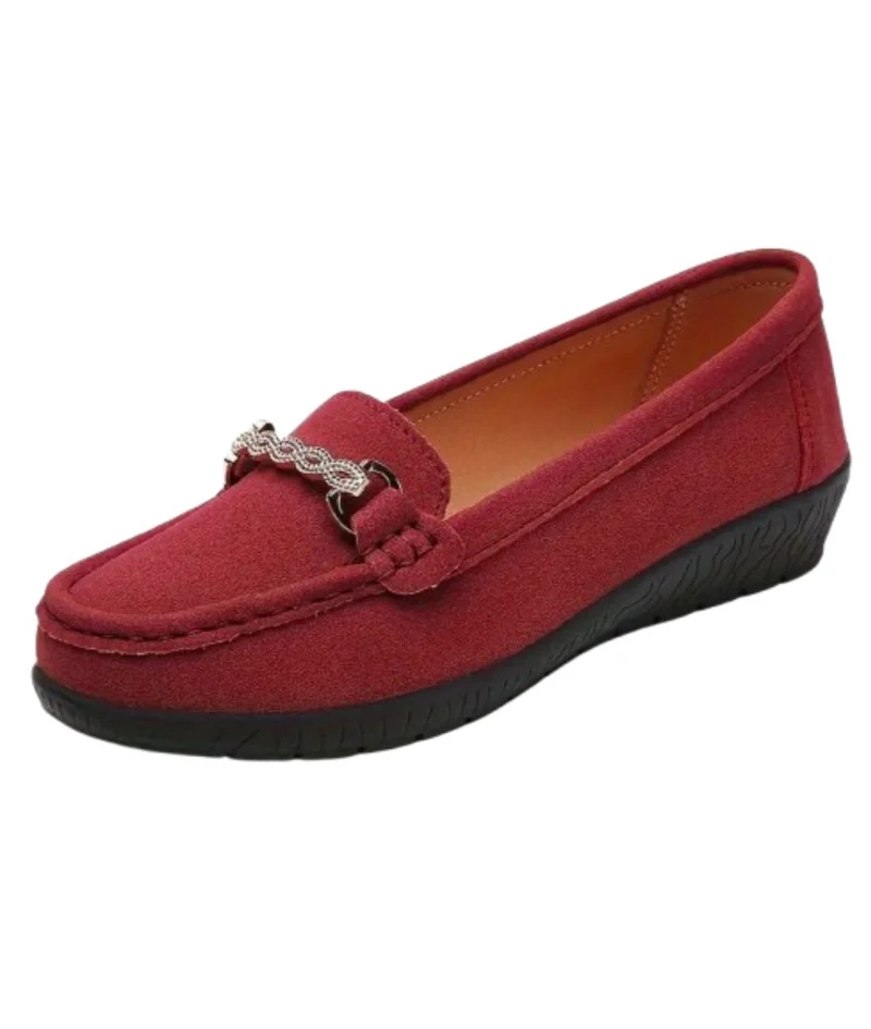 Mocassins Compensés En Daim Synthétique Pour Femme