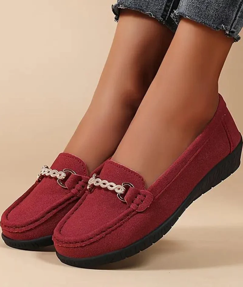 Mocassins Compensés En Daim Synthétique Pour Femme