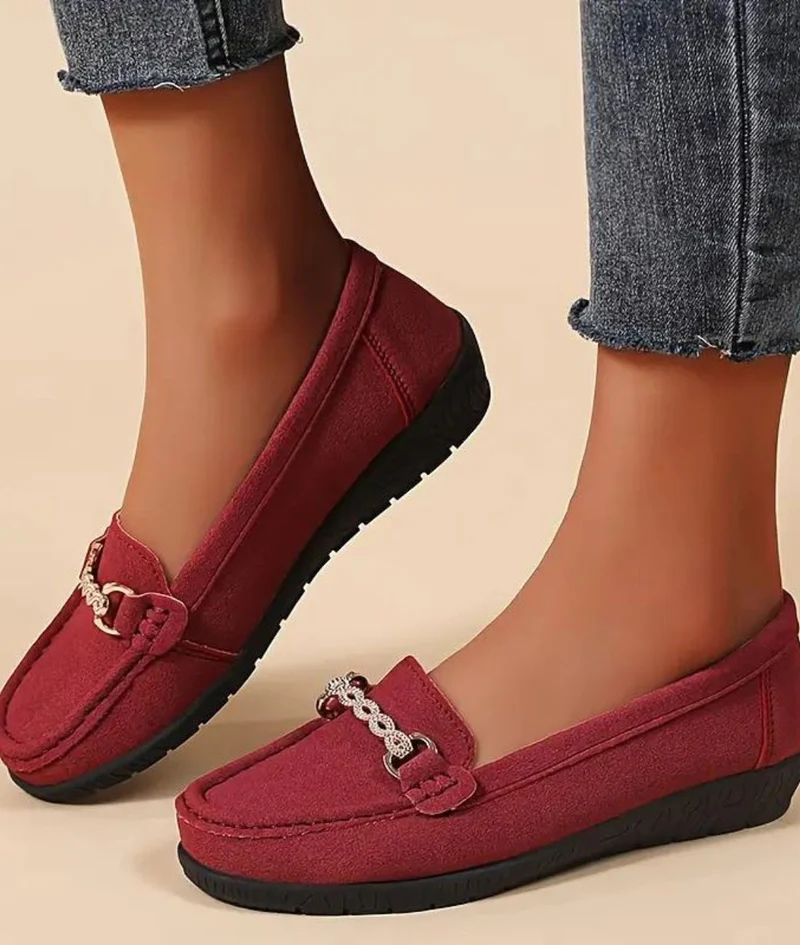 Mocassins Compensés En Daim Synthétique Pour Femme
