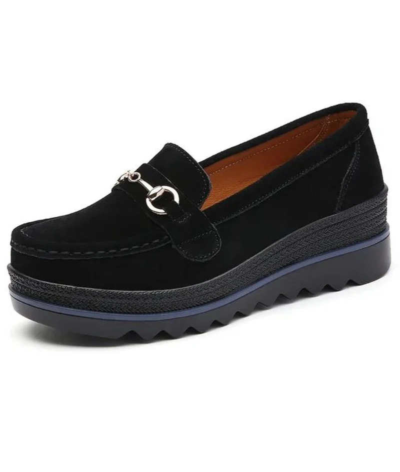 Mocassins Compensés Avec Détails Boucles Dorées Pour Femme