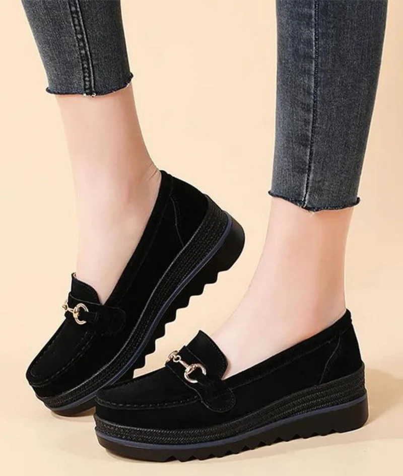 Mocassins Compensés Avec Détails Boucles Dorées Pour Femme