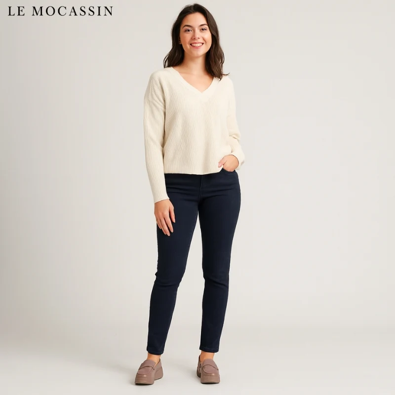 Mocassins Classique En Daim Véritable À Semelle Épaisse