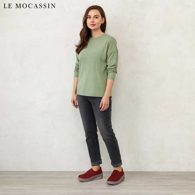 Mocassins Compensés Avec Fermeture Velcro Pour Femme