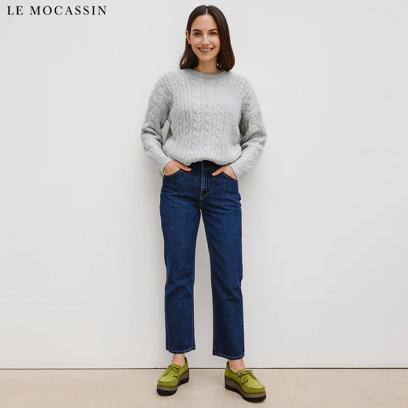 Mocassins Compensés À Franges En Daim