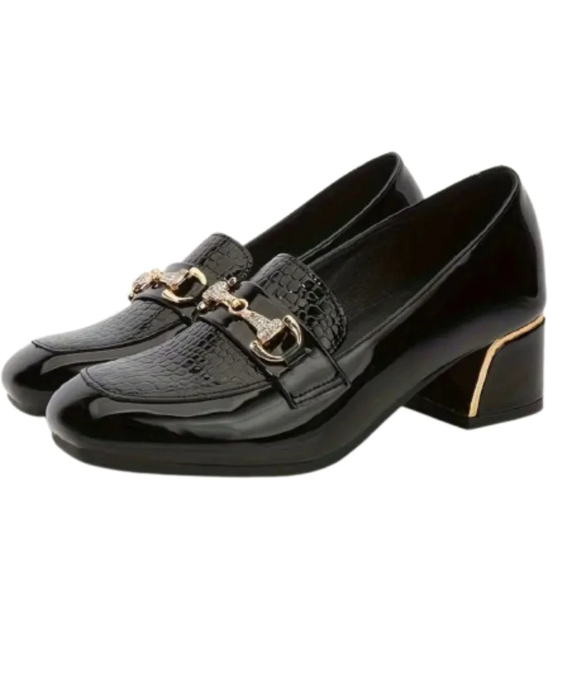 Mocassins Carrés En Cuir Véritable Pour Femmes
