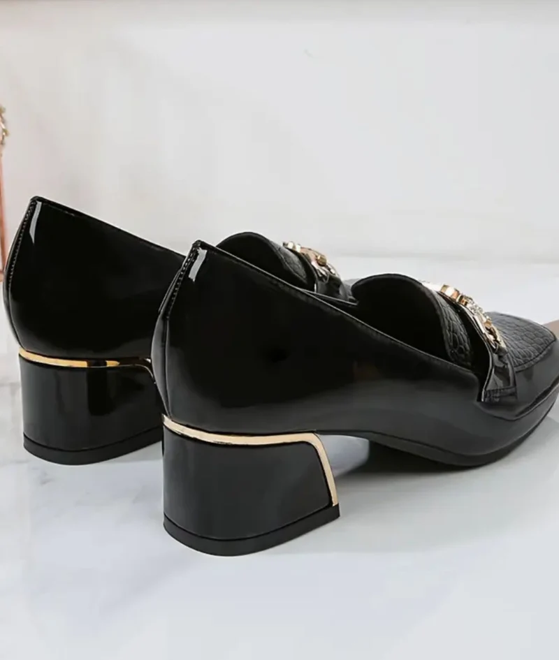Mocassins Carrés En Cuir Véritable Pour Femmes