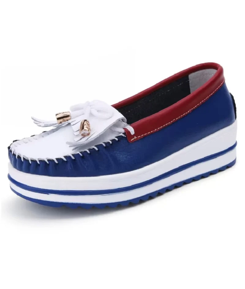 Mocassins Bicolores À Plateforme Pour Femmes