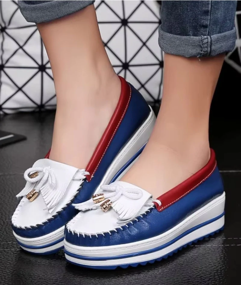 Mocassins Bicolores À Plateforme Pour Femmes
