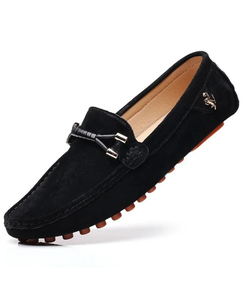 Mocassins D’été En Daim Noir Pour Hommes