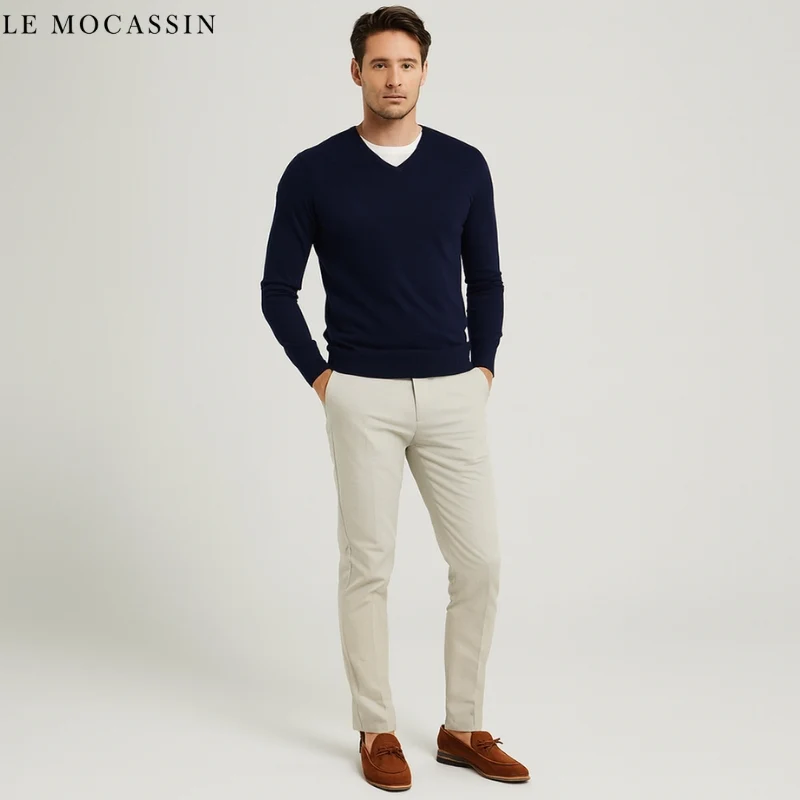 Mocassins Colorés Unis En Daim Pour Hommes