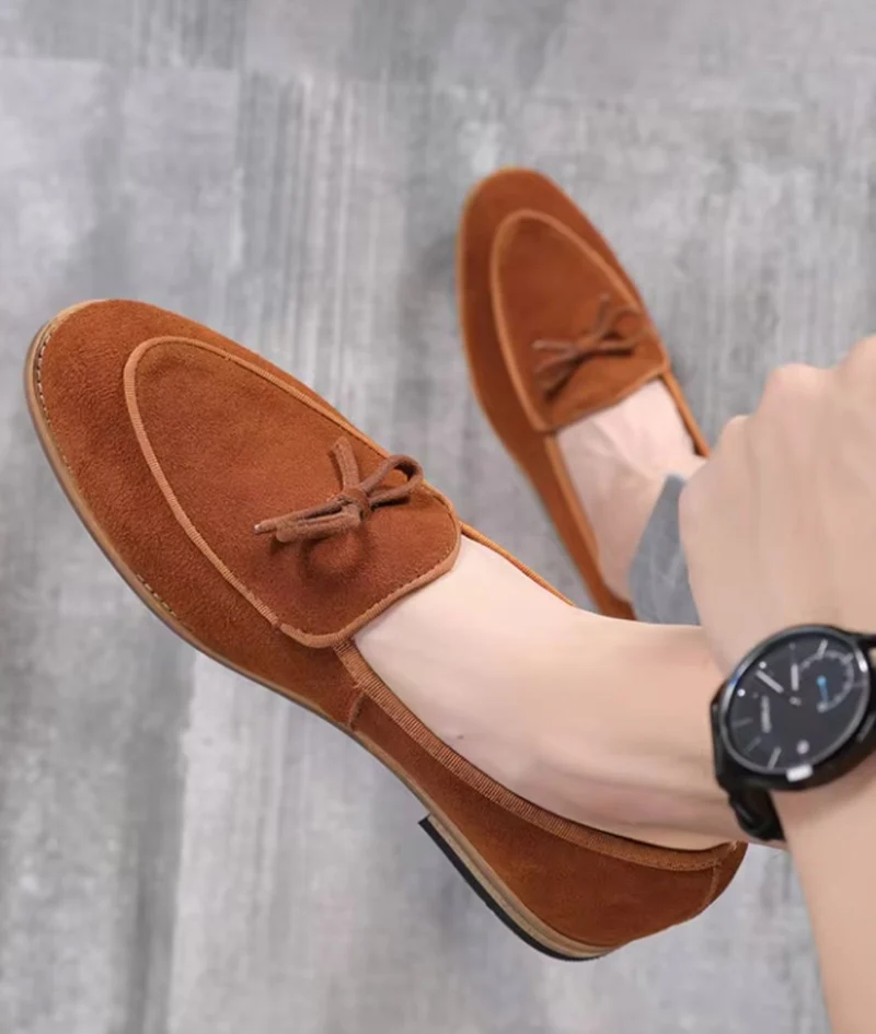 Mocassins Colorés Unis En Daim Pour Hommes