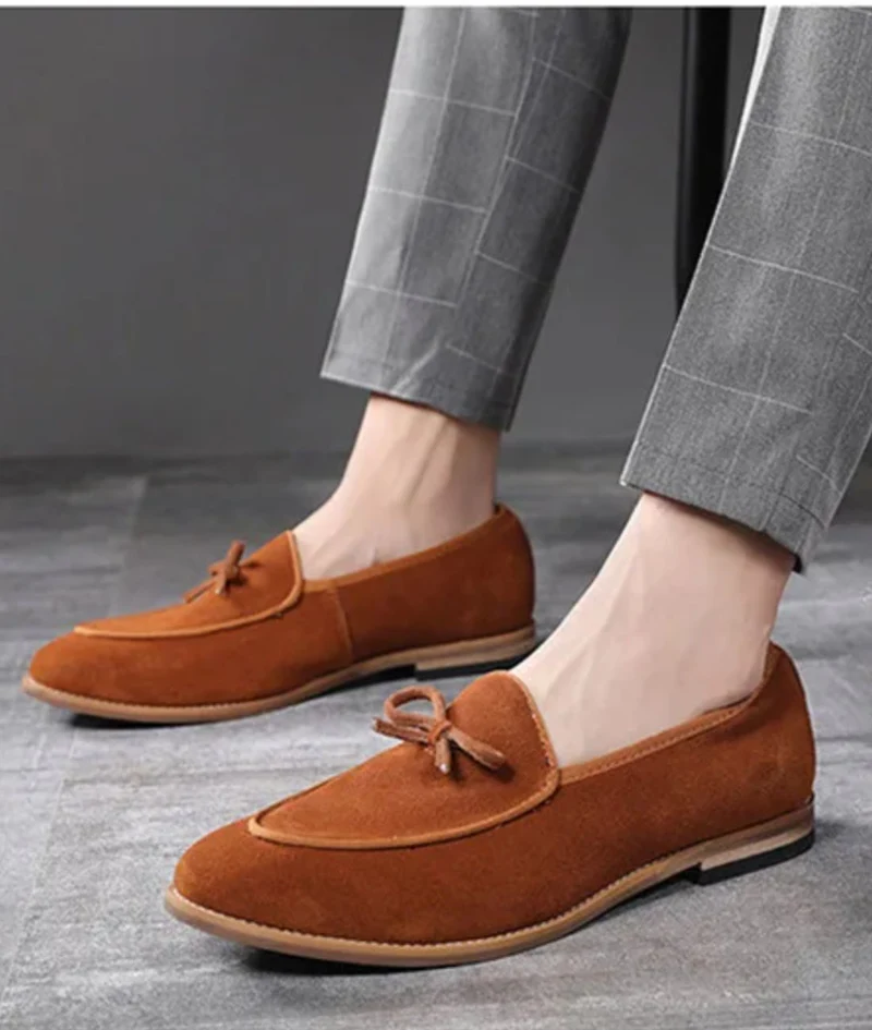Mocassins Colorés Unis En Daim Pour Hommes
