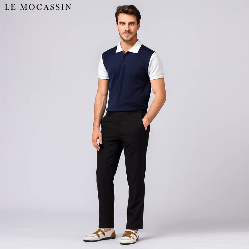Mocassins Classiques En Cuir Synthétique Blanc Pour Hommes