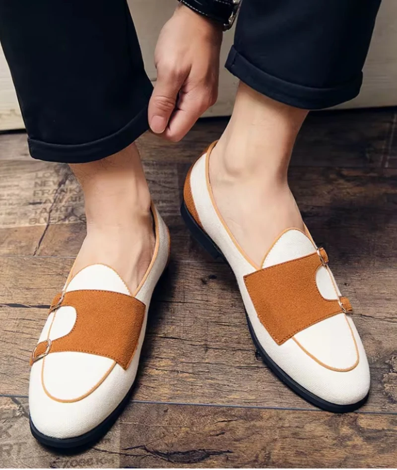 Mocassins Classiques En Cuir Synthétique Blanc Pour Hommes