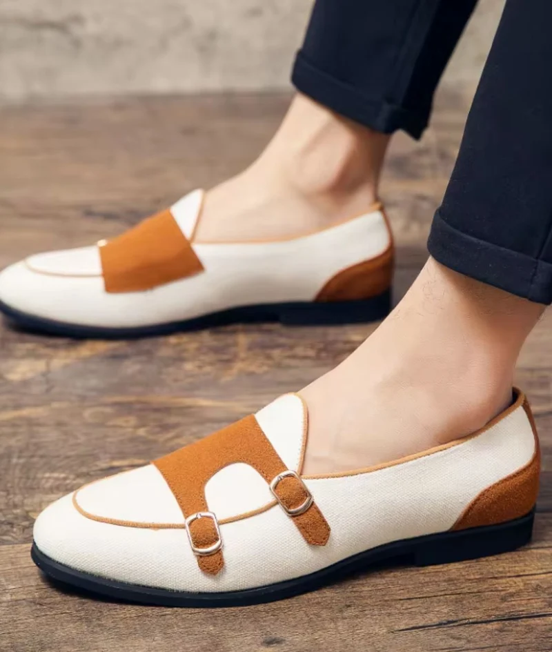 Mocassins Classiques En Cuir Synthétique Blanc Pour Hommes