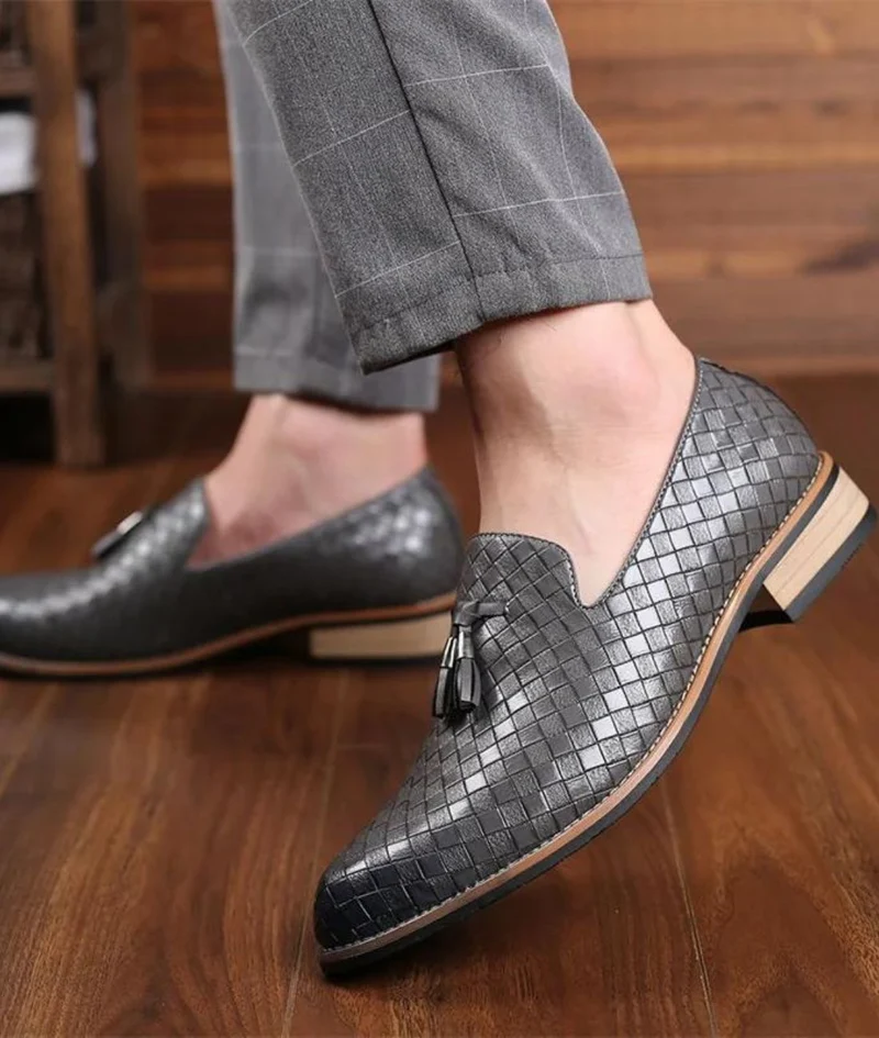 Mocassins Chics En Cuir À Gland Pour Hommes