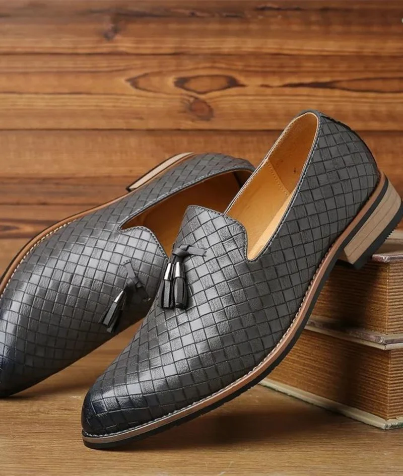 Mocassins Chics En Cuir À Gland Pour Hommes