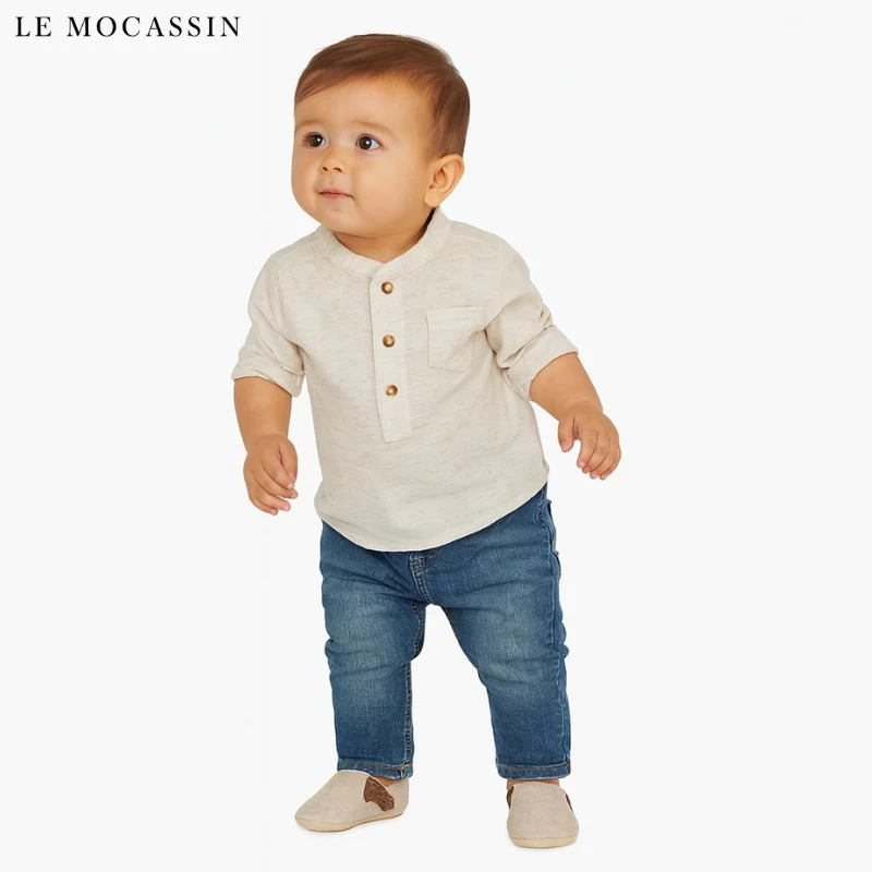 Mocassins Bateau Avec Fermeture Velcro Pour Bébé