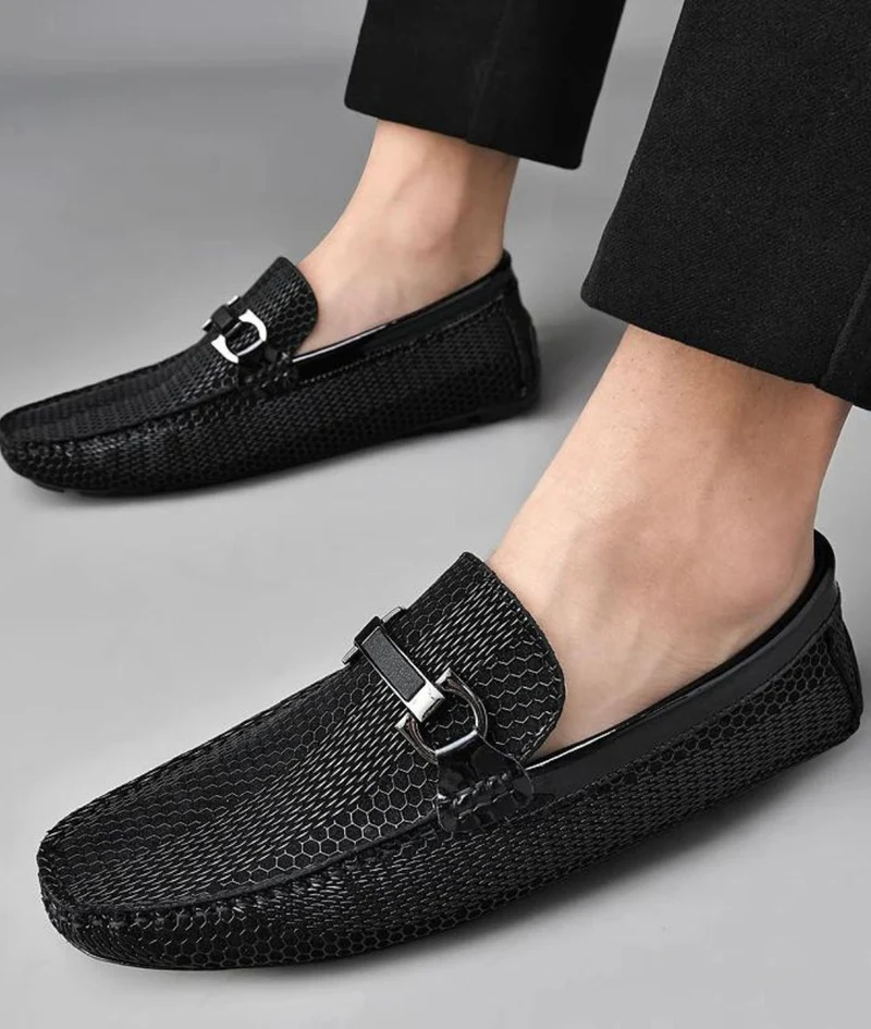 Mocassins Brillants En Cuir Véritable Pour Homme