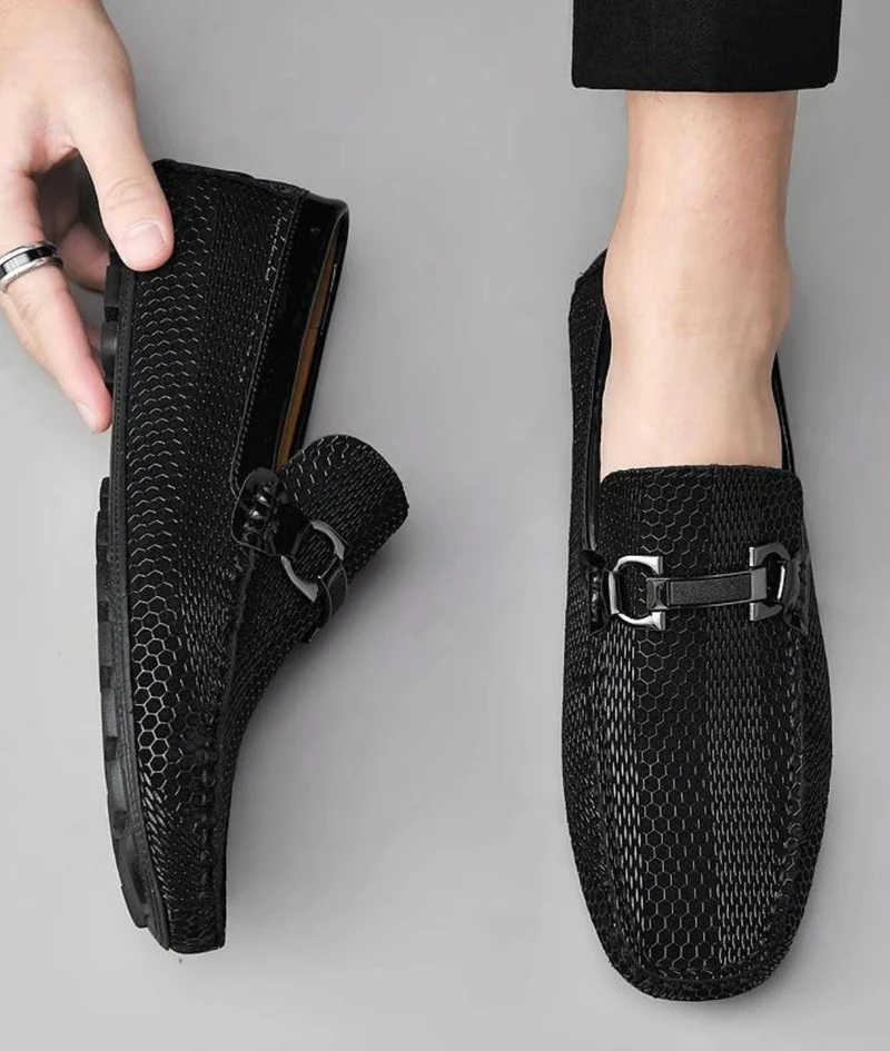 Mocassins Brillants En Cuir Véritable Pour Homme
