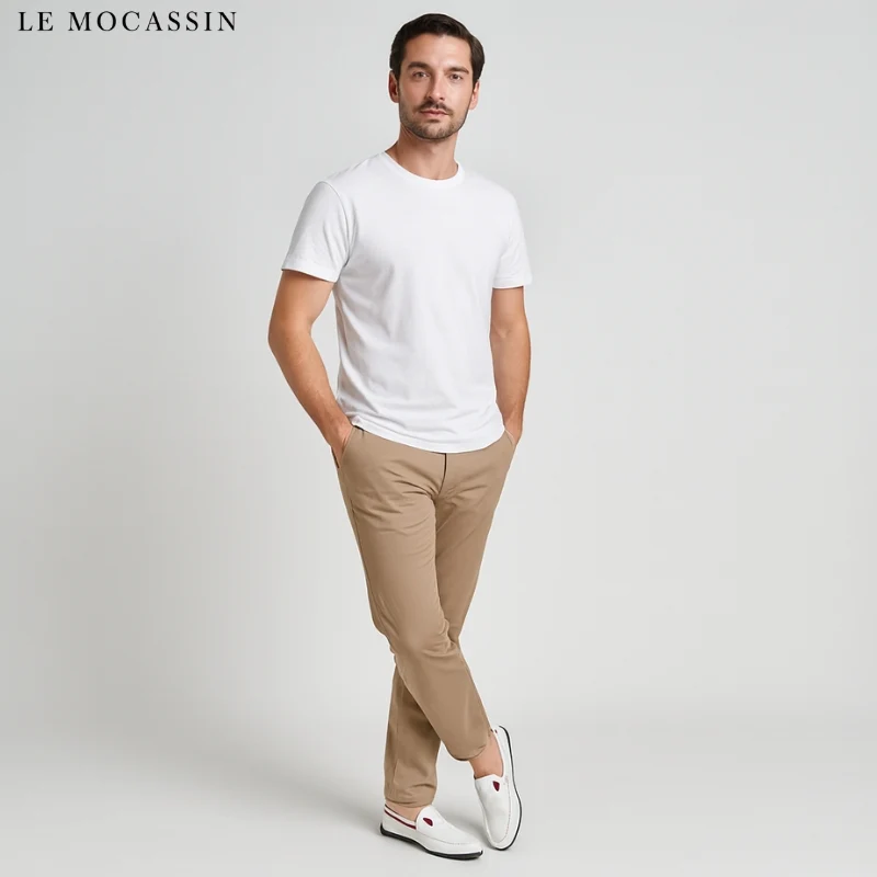 Mocassins Blancs Décontractés Effet Cuir Pour Hommes