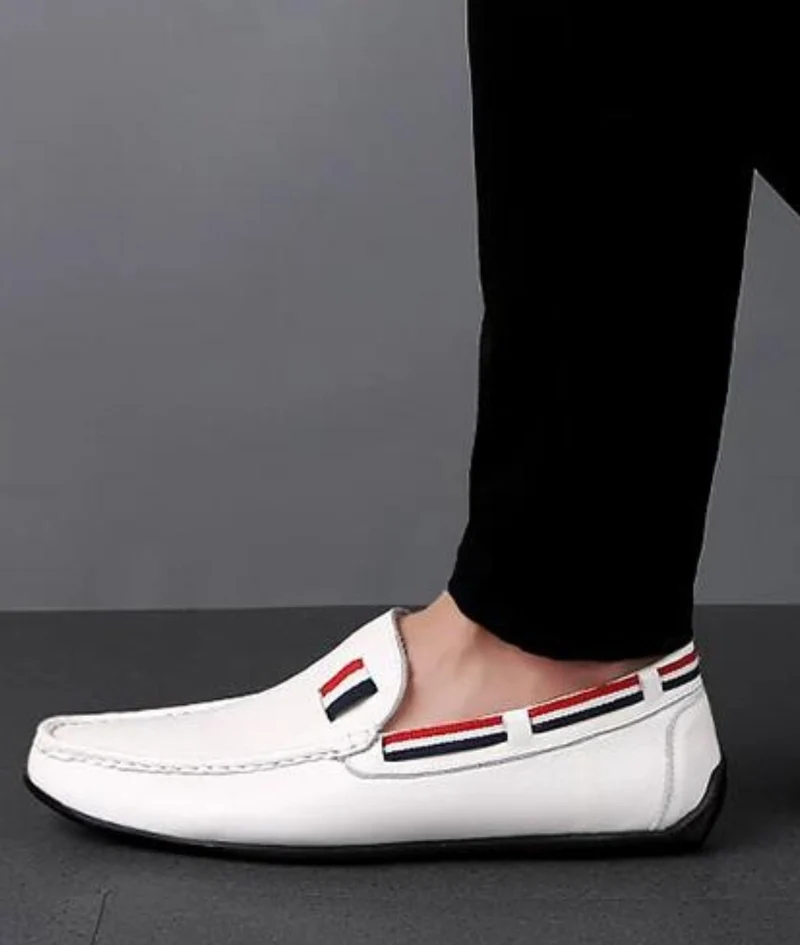 Mocassins Blancs Décontractés Effet Cuir Pour Hommes