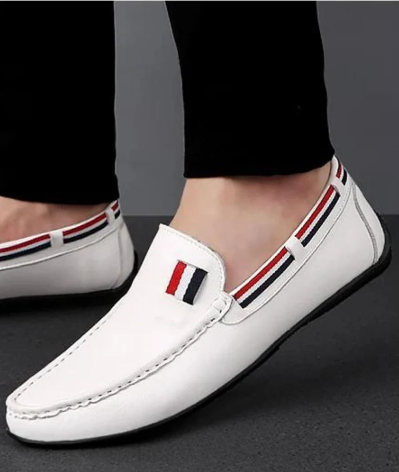 Mocassins Blancs Décontractés Effet Cuir Pour Hommes