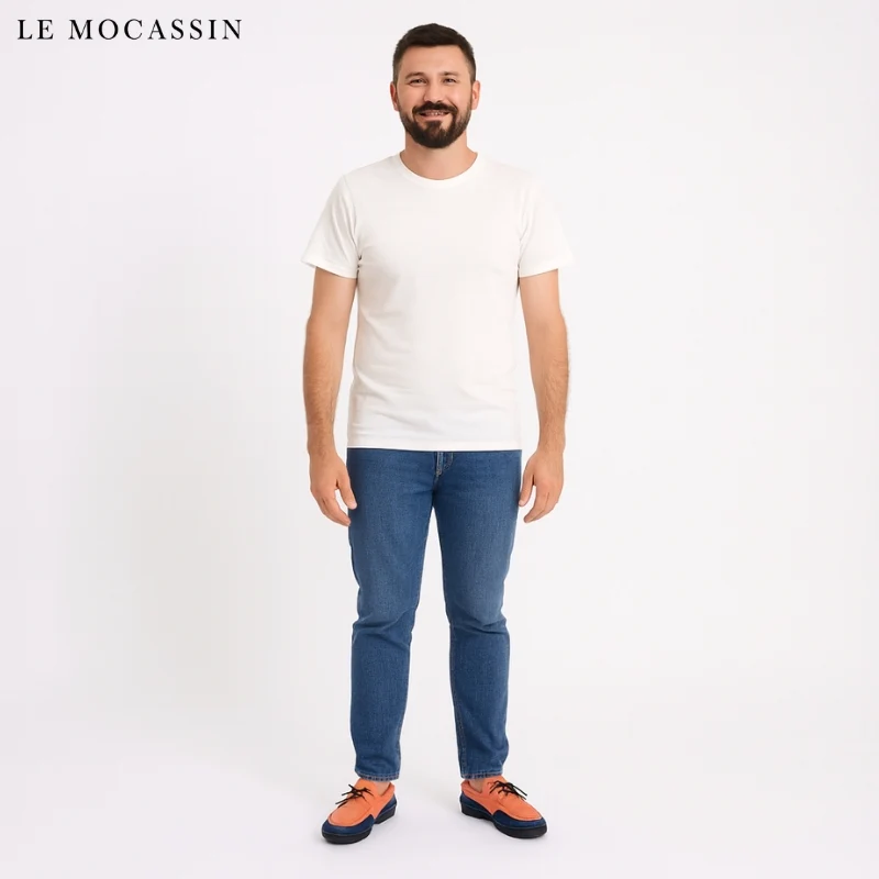 Mocassins Bateau Tricolores À Lacets Avec Aspect Cuir Pour Homme