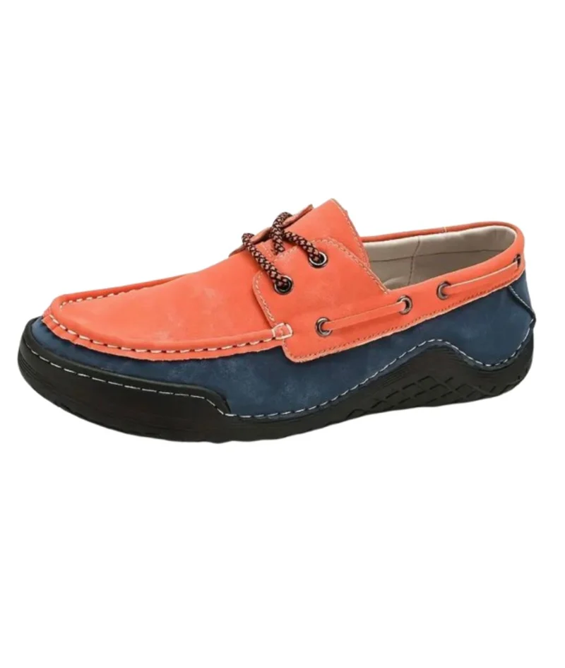 Mocassins Bateau Tricolores À Lacets Avec Aspect Cuir Pour Homme