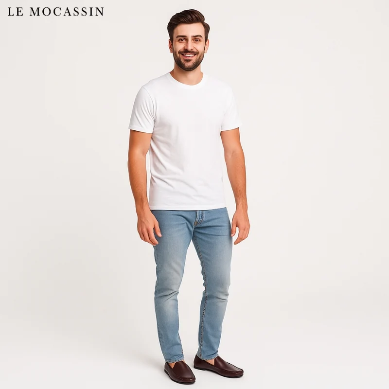 Mocassins Bateau Grandes Tailles En Cuir Véritable Pour Homme