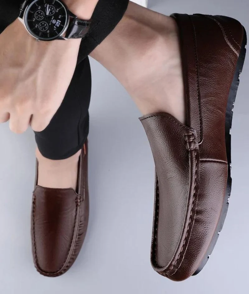 Mocassins Bateau Grandes Tailles En Cuir Véritable Pour Homme