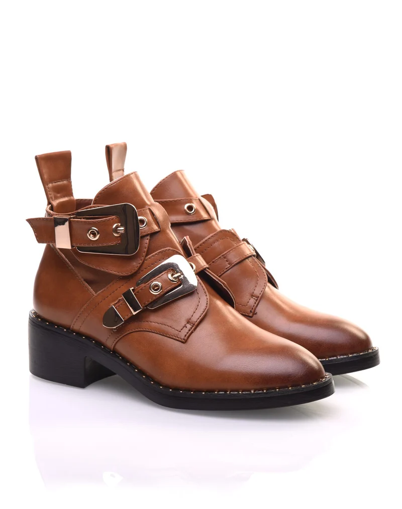Bottines ajourées camel