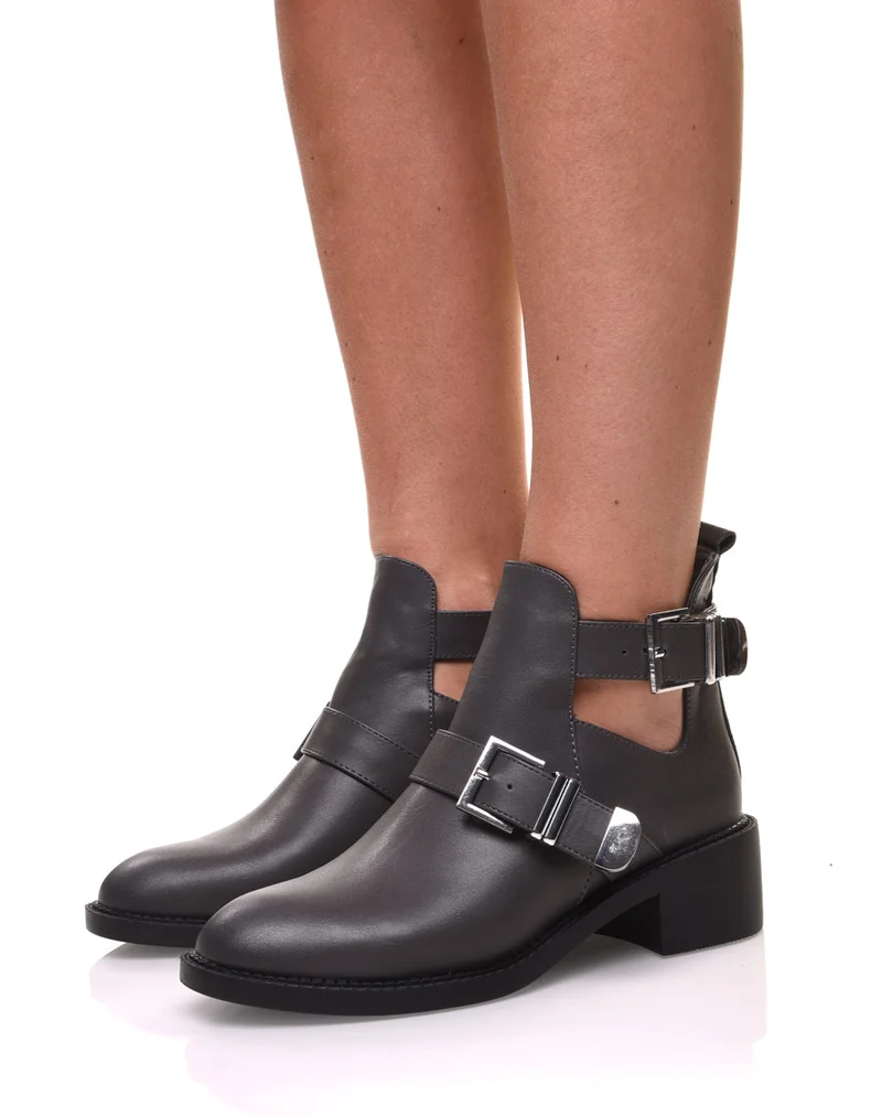 Bottines ajourées grises