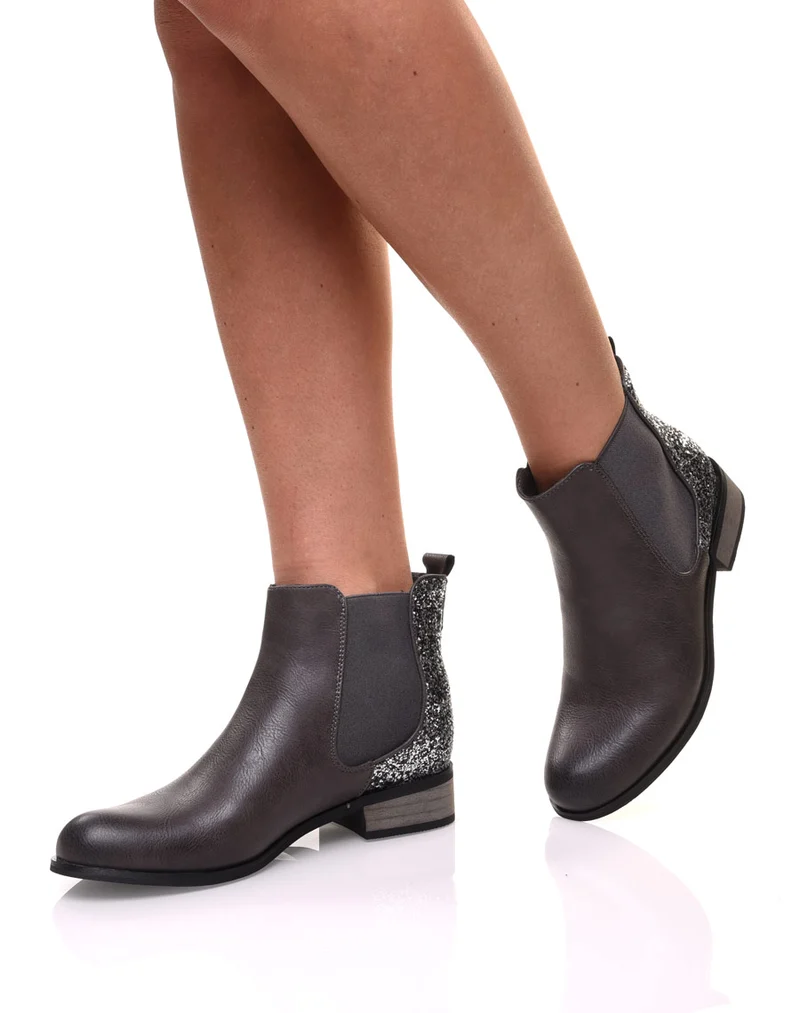 Chelsea boots grises à paillettes