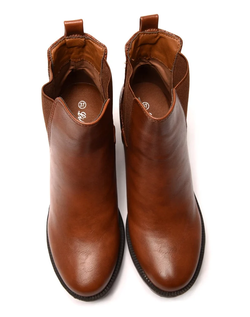 Bottines crantées camel foncé imprimé python