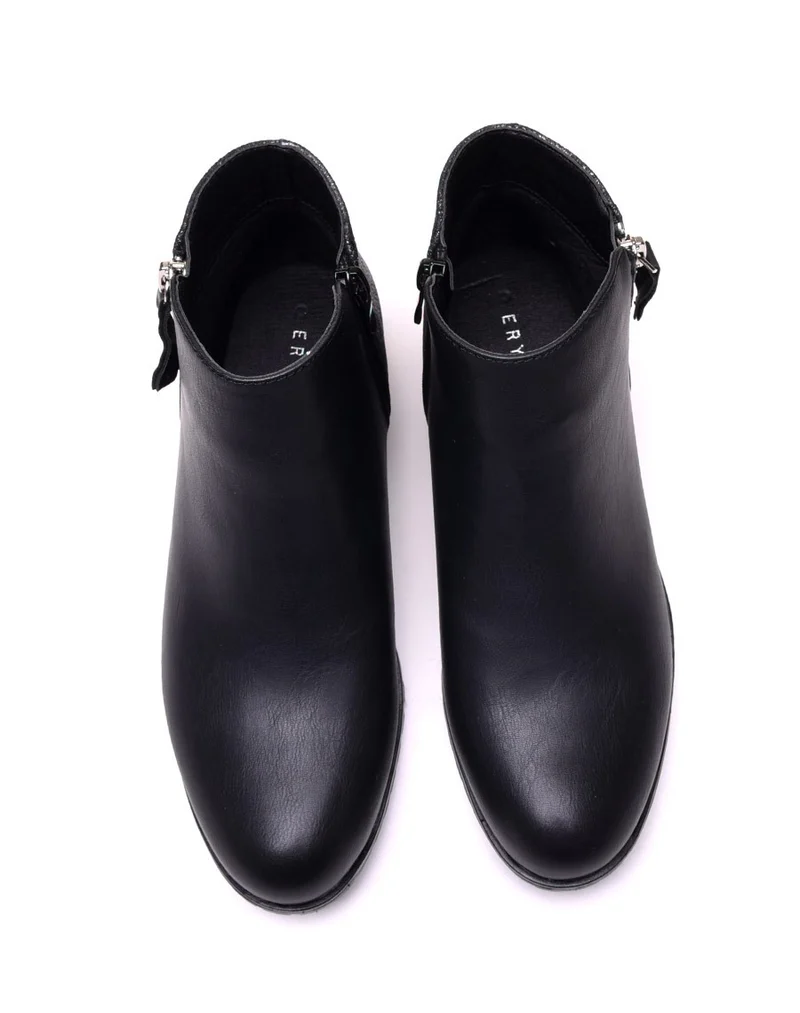 Bottines plates bi matières noires