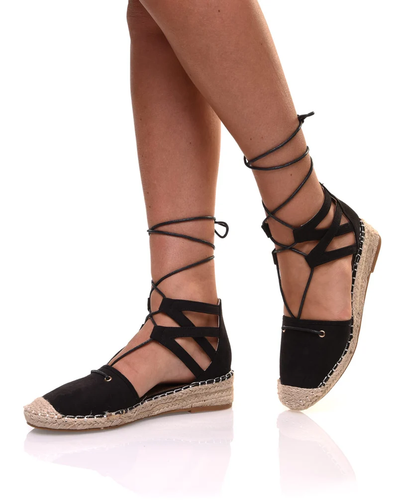 Espadrilles noires à talon compensées