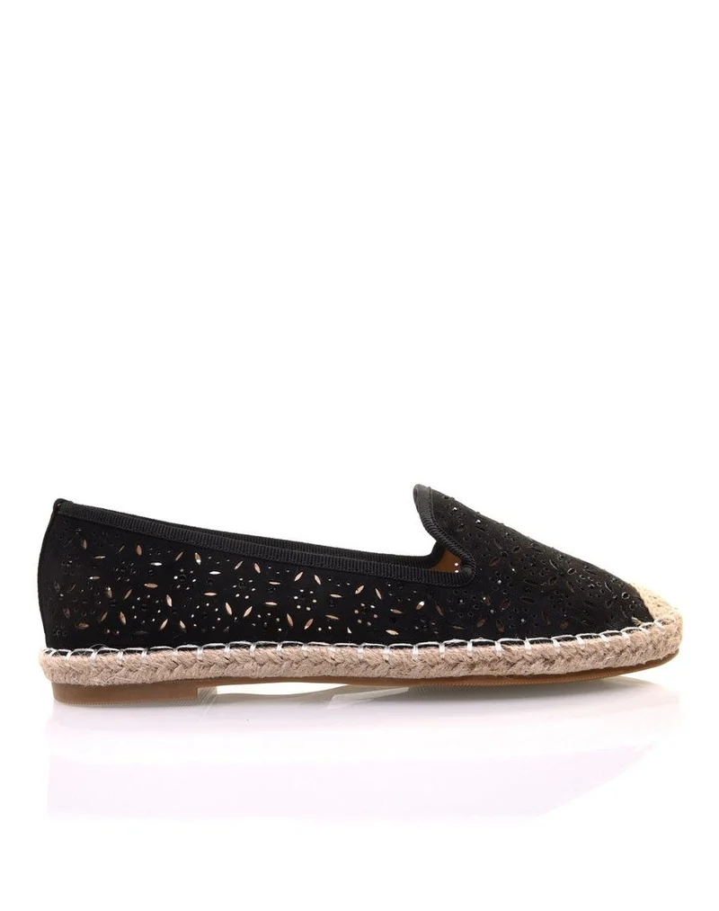 Espadrilles noires en suédine perforées